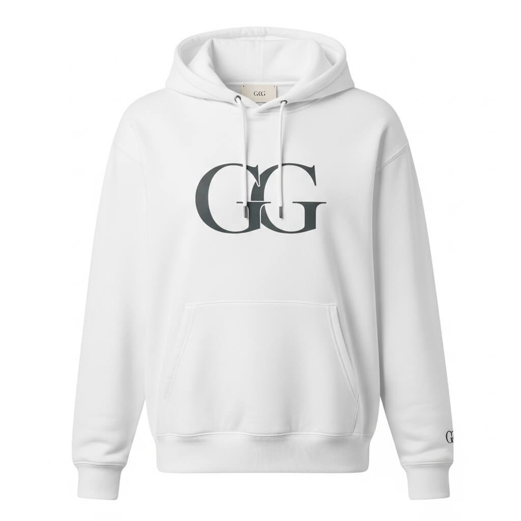 Weißer Hoodie mit stilisiertem GG-Print