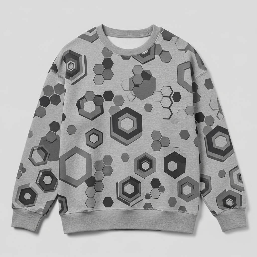 Graues Sweatshirt mit geometrischem Hexagon-Muster